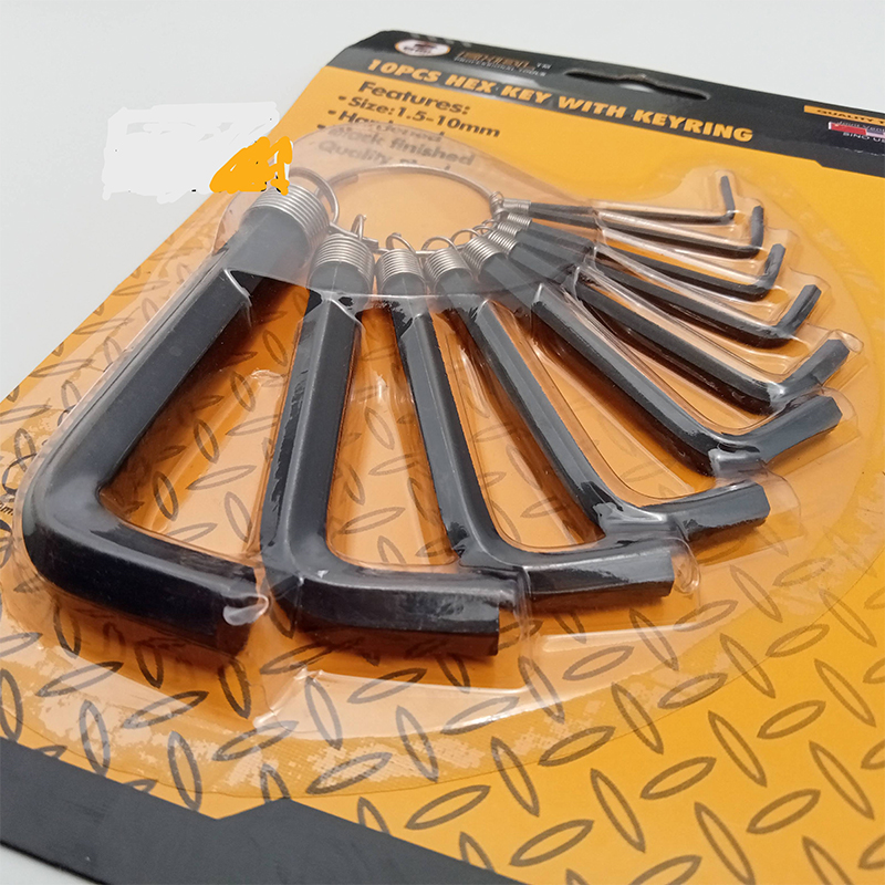 Picture of Allen Key Set Alengi Set Steel Allen Hex Key Wrench Set 10 PCs with Key Ring-Black