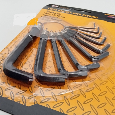 Picture of Allen Key Set Alengi Set Steel Allen Hex Key Wrench Set 10 PCs with Key Ring-Black