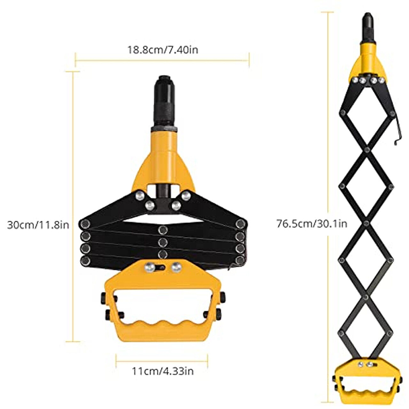 Picture of Aluminum Folding Hand Riveter Lazy Tong Rivet Gun Kingtos-Yellow