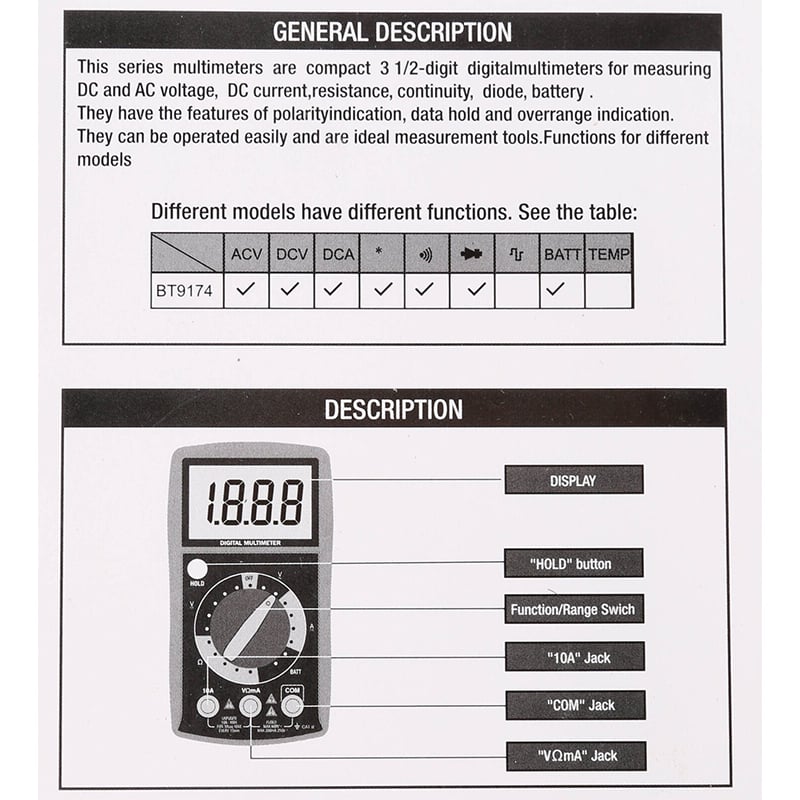 Picture of Berent Digital Multi-Meter 9174-Blue