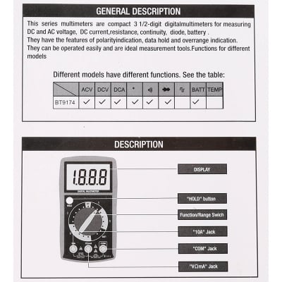 Picture of Berent Digital Multi-Meter 9174-Blue
