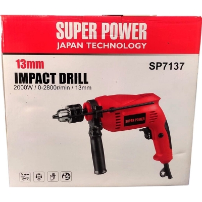 Picture of Electric Impact Drill Machine/13mm Reversible Hammer Driver Variable Speed (Japan Technology) (2000W) by Super Power Brand: Supercharge Your Projects with Efficiency and Precision -The Ultimate Tool for Your DIY Endeavors-Red