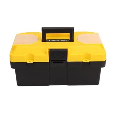 Picture of 16.5"-inch Tool Box Plastic Tool Box with Tray and Organizers Includes 8 Small Squares-Orange