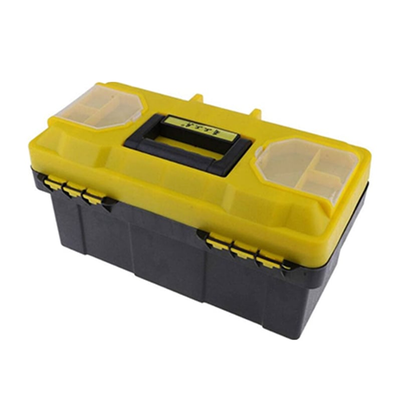 Picture of 16.5"-inch Tool Box Plastic Tool Box with Tray and Organizers Includes 8 Small Squares-Orange