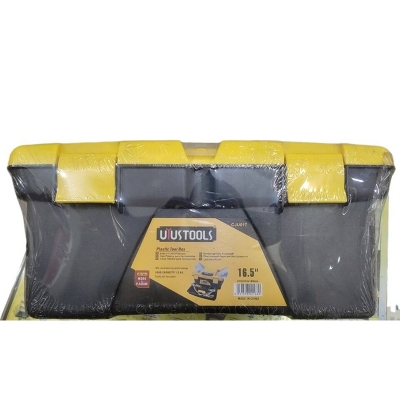 Picture of 16.5"-inch Tool Box Plastic Tool Box with Tray and Organizers Includes 5 Small Squares-Black