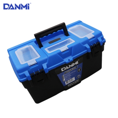 Picture of 19"-inch Tool Box Plastic Tool Box with Tray and Organizers Includes 3 Small Squares-Black