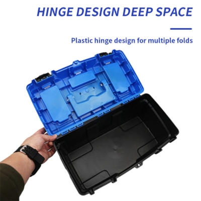 Picture of 19"-inch Tool Box Plastic Tool Box with Tray and Organizers Includes 3 Small Squares-Black