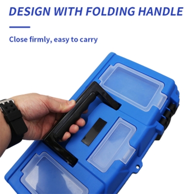 Picture of 19"-inch Tool Box Plastic Tool Box with Tray and Organizers Includes 3 Small Squares-Black