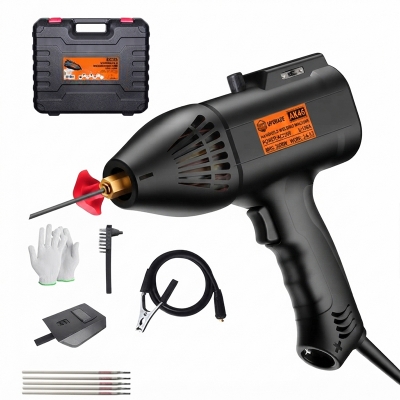 Picture of Portable Welding Machine/Welding Machine Handheld, 3900W Portable ARC Welder Gun w IGBT LCD Digital Display, MMA Welding Gun w Ground Wire for 2.5-3.2mm Wire rods Electric Welder Machine Kit-Black