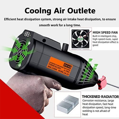 Picture of Portable Welding Machine/Welding Machine Handheld, 3900W Portable ARC Welder Gun w IGBT LCD Digital Display, MMA Welding Gun w Ground Wire for 2.5-3.2mm Wire rods Electric Welder Machine Kit-Black