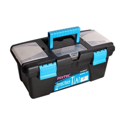 Picture of 14-inch Tool Box Plastic Tool Box with Tray and Organizers Includes Removable 3 Small Parts Boxes-Black & Blue
