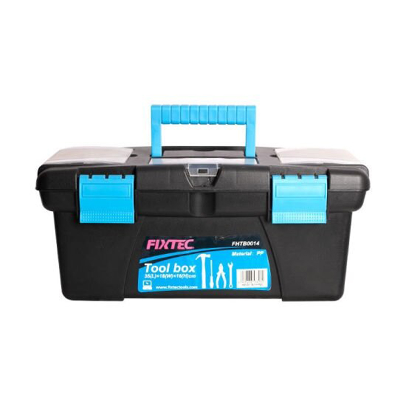 Picture of 14-inch Tool Box Plastic Tool Box with Tray and Organizers Includes Removable 3 Small Parts Boxes-Black & Blue