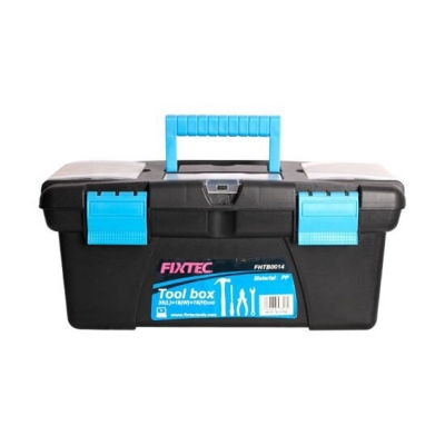 Picture of 14-inch Tool Box Plastic Tool Box with Tray and Organizers Includes Removable 3 Small Parts Boxes-Black & Blue