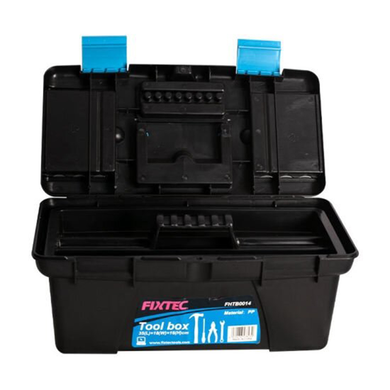 Picture of 14-inch Tool Box Plastic Tool Box with Tray and Organizers Includes Removable 3 Small Parts Boxes-Black & Blue