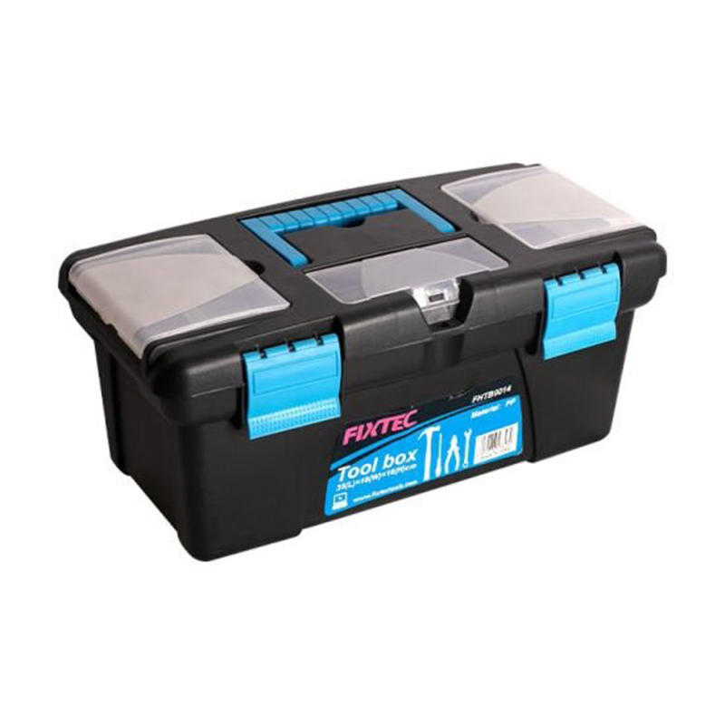 Picture of 14-inch Tool Box Plastic Tool Box with Tray and Organizers Includes Removable 3 Small Parts Boxes-Black & Blue