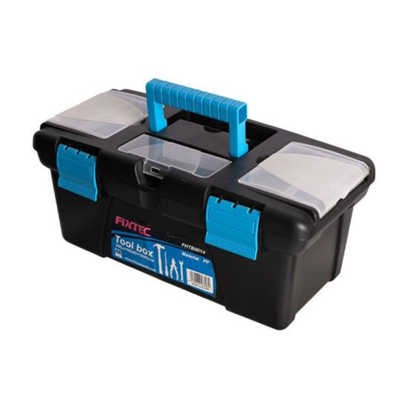 Picture of 14-inch Tool Box Plastic Tool Box with Tray and Organizers Includes Removable 3 Small Parts Boxes-Black & Blue