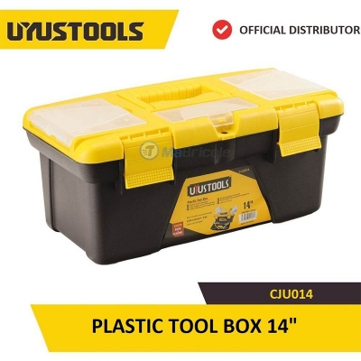 Picture of 14-inch Tool Box Plastic Tool Box with Tray and Organizers Includes Removable 3 Small Parts Boxes-Yellow