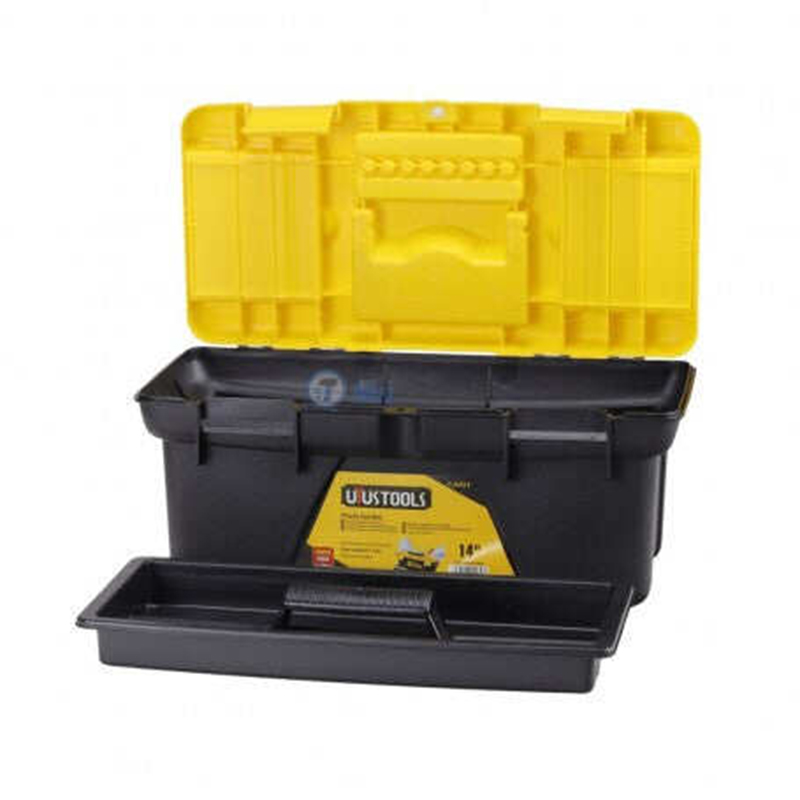 Picture of 14-inch Tool Box Plastic Tool Box with Tray and Organizers Includes Removable 3 Small Parts Boxes-Yellow