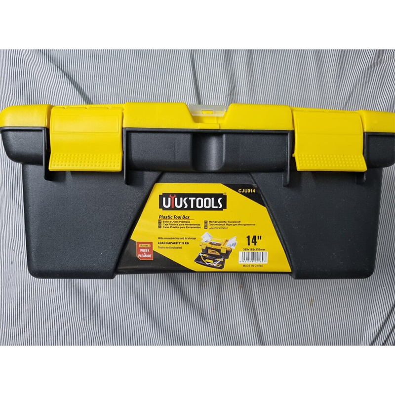 Picture of 14-inch Tool Box Plastic Tool Box with Tray and Organizers Includes Removable 3 Small Parts Boxes-Yellow