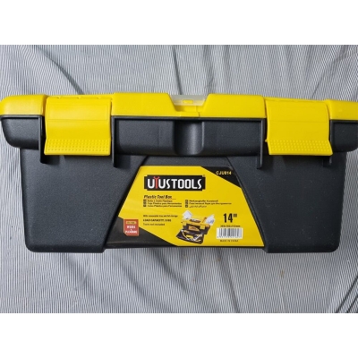 Picture of 14-inch Tool Box Plastic Tool Box with Tray and Organizers Includes Removable 3 Small Parts Boxes-Yellow