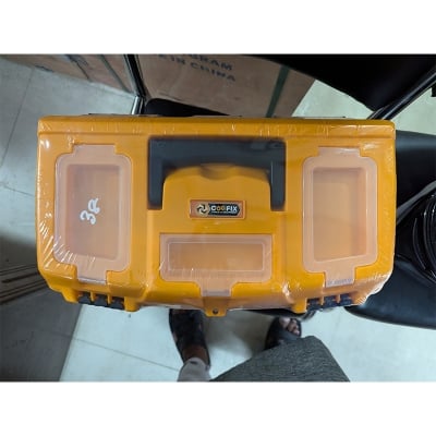 Picture of 18 CFH-M01001"-Coofix Tool Box Plastic Tool Box with Tray and Organizers Includes 3 Small Squares-Black & Orange