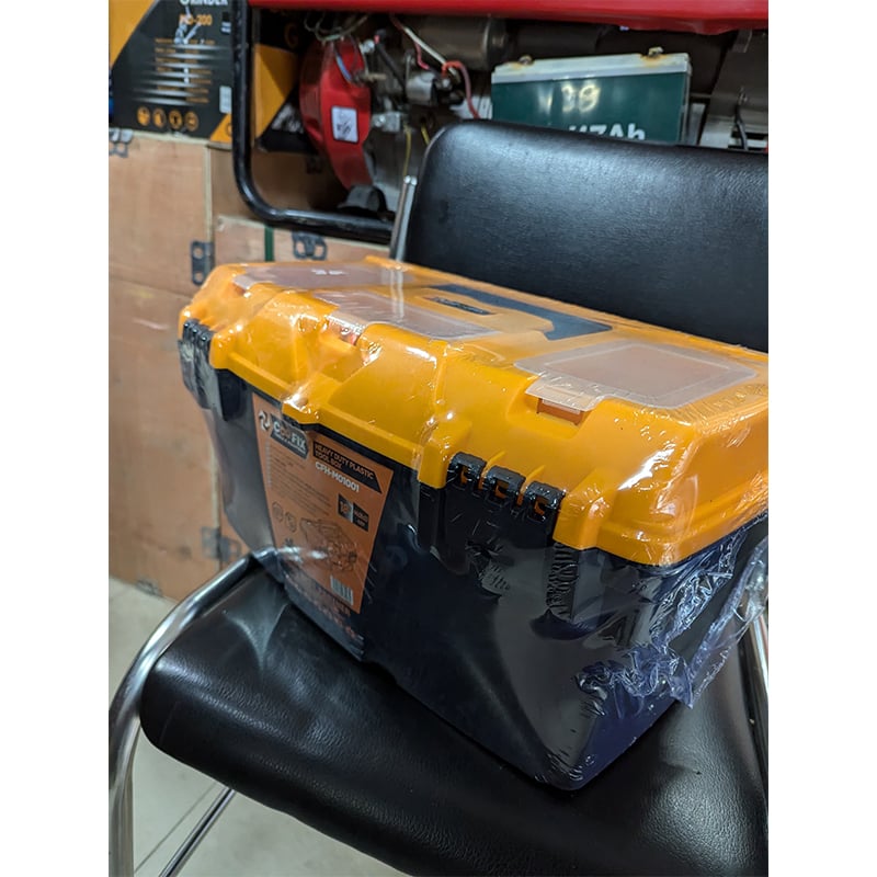 Picture of 18 CFH-M01001"-Coofix Tool Box Plastic Tool Box with Tray and Organizers Includes 3 Small Squares-Black & Orange