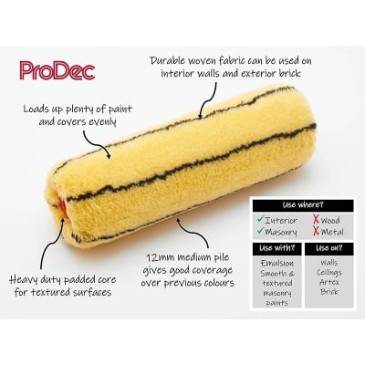 Picture of 9" Stick System Medium Pile Paint Roller with Heavy Duty Padded Core for Emulsion and Masonry Paints-Yellow