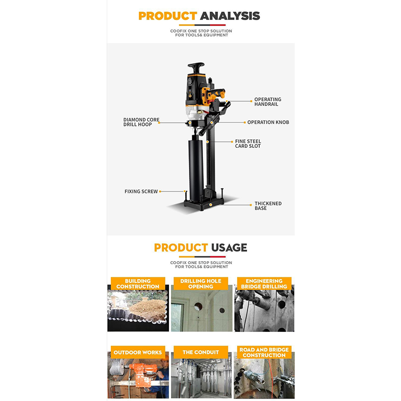 Picture of Core Drill Machine COOFIX CF-DCD002 Wholesale Diamond Core Cutting Drill Machine for Concrete-Black