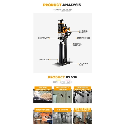 Picture of Core Drill Machine COOFIX CF-DCD002 Wholesale Diamond Core Cutting Drill Machine for Concrete-Black