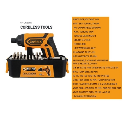 Picture of 51 PCS CORDLESS TOOLS  CF-LICS002 (Coofix)-Orange