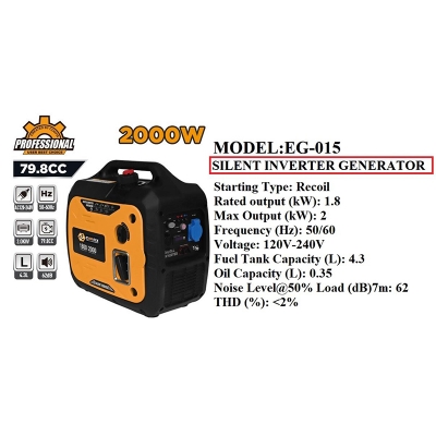 Picture of Silent inverter generator Heavy duty Coofix Model EG-015-Orange