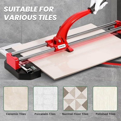 Picture of Tile Cutter Machine 24"(600MM) Tile Cutting Machine Double Rails and Brackets Manual with Precision Infrared Positioning Manual Tile Cutter Tools for Precision Cutting (Red)-Red