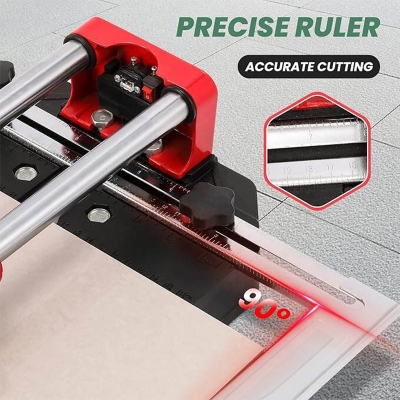 Picture of Tile Cutter Machine 24"(600MM) Tile Cutting Machine Double Rails and Brackets Manual with Precision Infrared Positioning Manual Tile Cutter Tools for Precision Cutting (Red)-Red