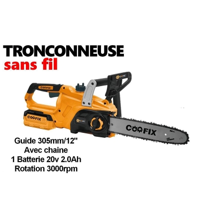 Picture of Cordless Chainsaw Machine ,20V Battery, 18" guide Bar,(CF-LCS001) ,Auto Lubrication, Fast Cutting 5.6m/s | Battery Operated Garden & Wood Cutting Tool-Orange