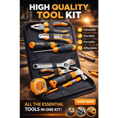 Picture of Tools & Home Improvement, Tool Combo Kits 9-Pieces, Tool Kit for Home, Tool Kits for Handyman-Orange