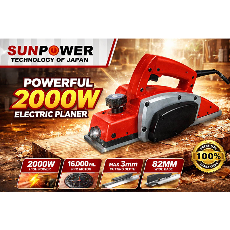 Picture of ELECTRIC PLANER MACHINE SUN POWER 82 mm Heavy Duty-Red