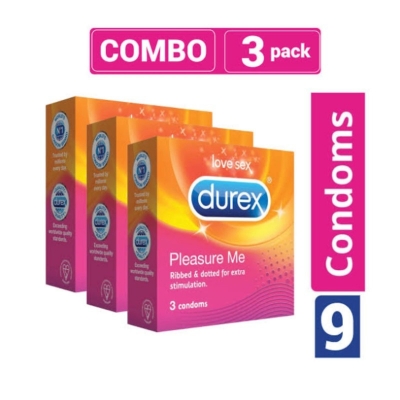 Picture of Durex - Pleasure Me Condom - Combo Pack - 3 Packs - 3X3=9Pcs-Neutral