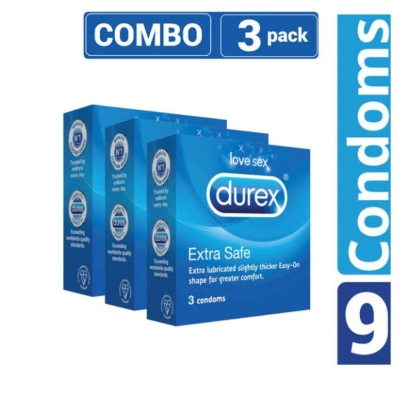 Picture of Durex - Extra Safe Condom - Combo Pack - 3 Packs - 3X3=9Pcs-Neutral