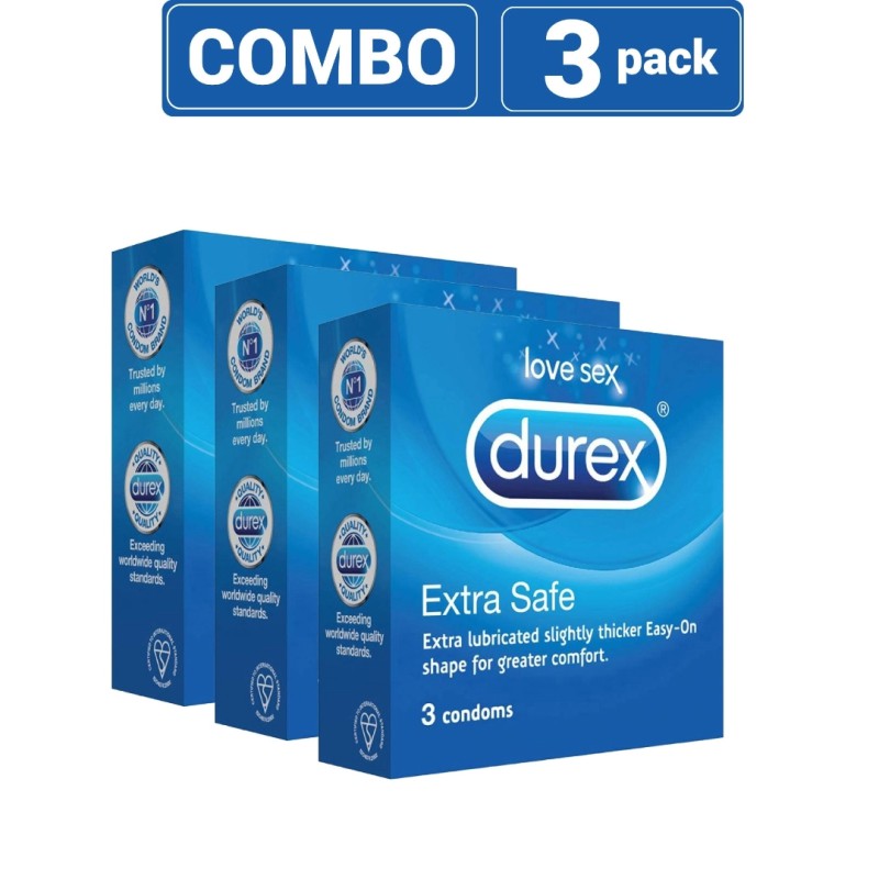 Picture of Durex - Extra Safe Condom - Combo Pack - 3 Packs - 3X3=9Pcs-Neutral