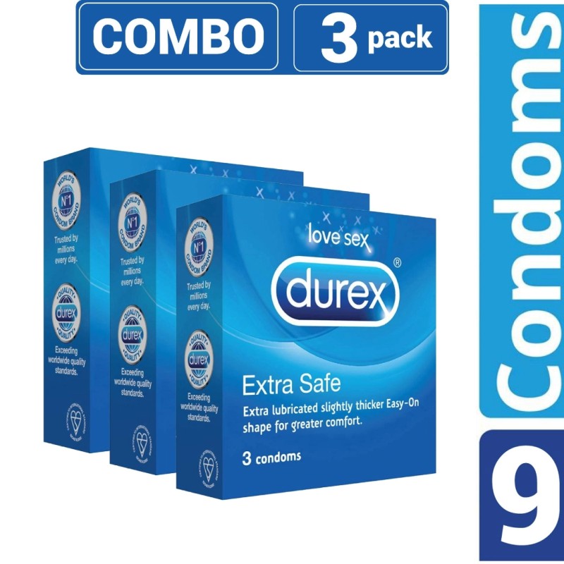 Picture of Durex - Extra Safe Condom - Combo Pack - 3 Packs - 3X3=9Pcs-Neutral