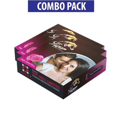 Picture of Tiger - Dotted Condoms Rose Flavour - Combo Pack - 3 Packs - 3X3 - 9Pcs-Neutral