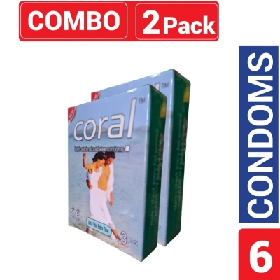Picture of Coral - Ultra Thin Extra Time Lubricated Natural Latex Condom - Combo 2 Packs-Light Blue
