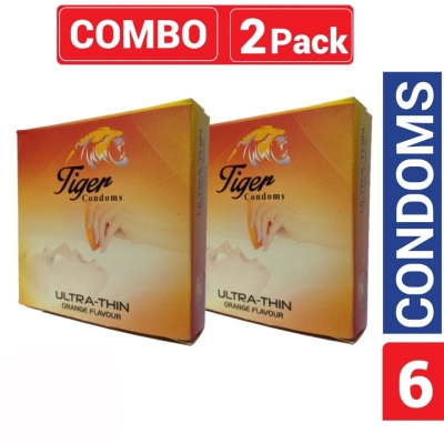 Picture of Tiger - Ultra Thin Orange Flavour Condom - Combo Pack - 2 Pack - 3X2=6 Pcs - Condom-Orange