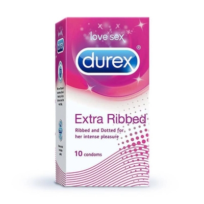 Picture of Durex Extra Ribbed And Dotted Condoms (Large Pack)-Multicolor