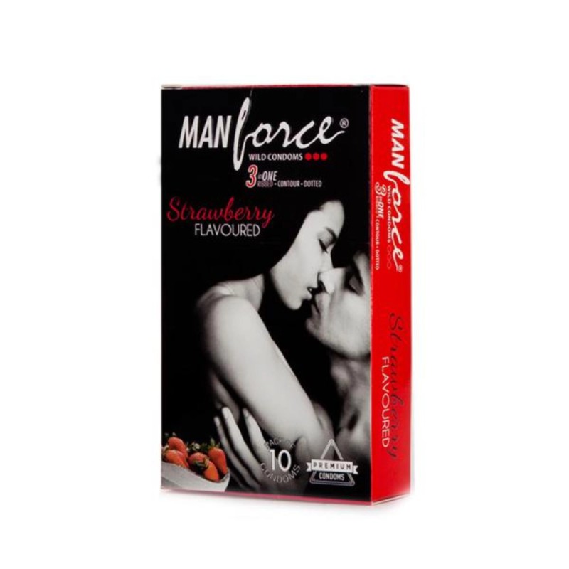 Picture of Manforce Condom Large Pack Mix - 1 Pack Chocolate & 1 Pack Strawberry Flavor Dotted Condom - 10X2=20Pcs Condom-Multicolor