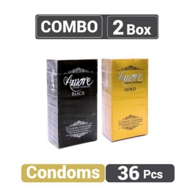 Picture of Amore Luxury Gold And Black Condom (3'S X 12) 36 Piece (Box Combo Of 2)-Neutral