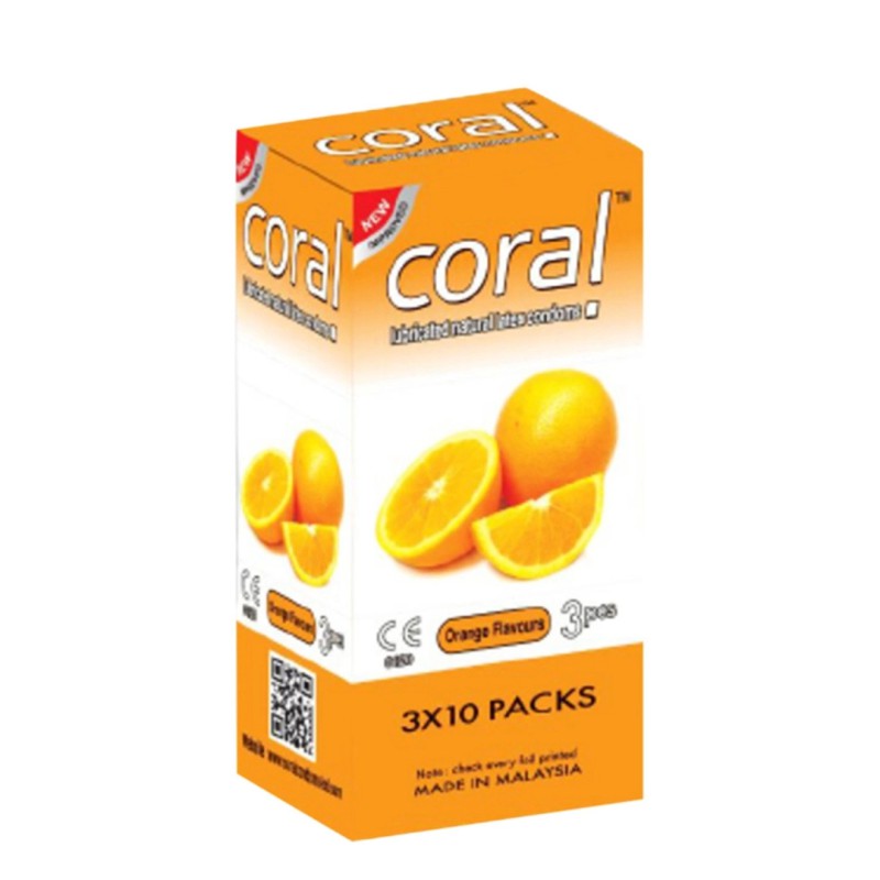 Picture of Coral - Orange Natural Latex Condom - Full Box - 30Pcs-Neutral