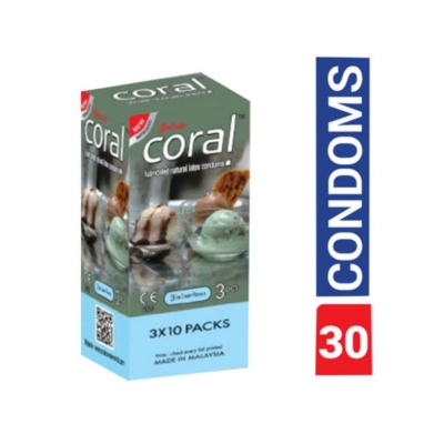 Picture of Coral Condom 3 Ice Cream Flavored Lubricated Natural Latex - Full Box