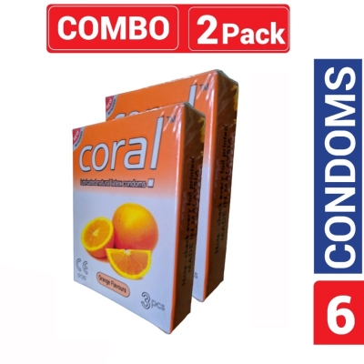 Picture of Coral Orange Natural Latex Condoms (Combo Pack)-Orange