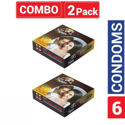 Picture of Tiger Condom-Dotted Orange Flavour - Combo Pack - 2 Packs - 3X2=6 Pcs-Orange